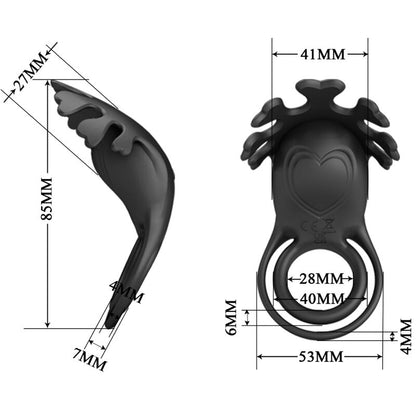 PRETTY LOVE - ANILLO VIBRADOR RUBÉN 7 VIBRACIONES DE SILICONA NEGRA