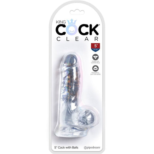 KING COCK - PENE REALISTA CLARO CON BOLAS TRANSPARENTES DE 10,1 CM