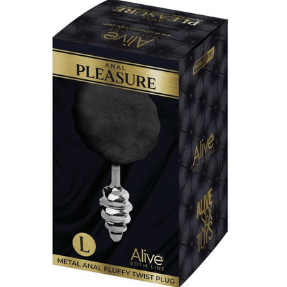 ALIVE - PLUG ANAL DE PLACER ESPIRAL DE METAL NEGRO ESPUMOSO TALLA L