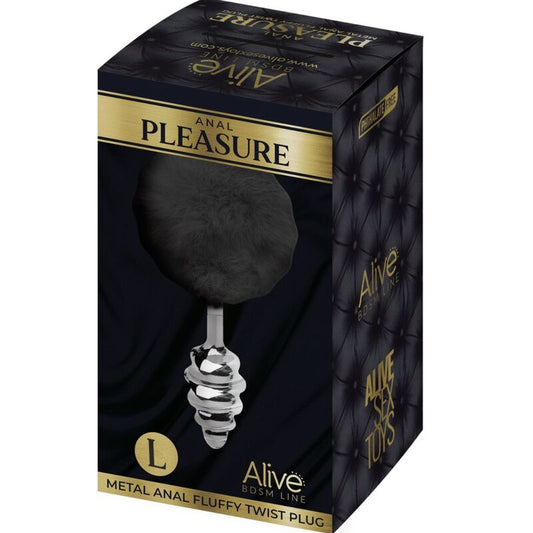 ALIVE - PLUG ANAL DE PLACER ESPIRAL DE METAL NEGRO ESPUMOSO TALLA L