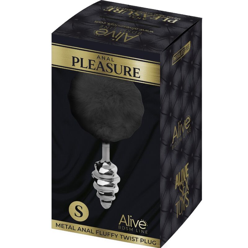 ALIVE - PLUG ANAL DE PLACER ESPIRAL DE METAL NEGRO ESPUMOSO TAMAÑO S