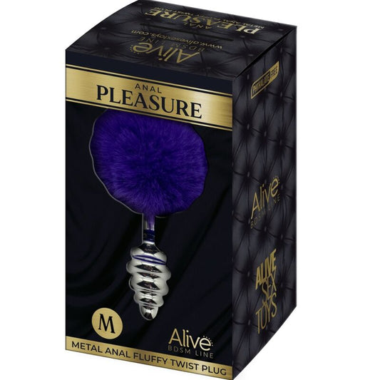 ALIVE - PLUG DE PLACER ANAL DE METAL ESPIRAL ESPUMOSO VIOLETA OSCURO TALLA M