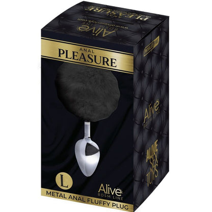 ALIVE - PLUG DE PLACER ANAL DE METAL LISO ESPONJOSO NEGRO TALLA L
