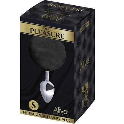 ALIVE - PLUG DE PLACER ANAL DE METAL LISO ESPONJOSO NEGRO TALLA S