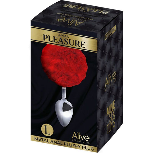 ALIVE - PLUG DE PLACER ANAL DE METAL LISO Y ESPONJOSO ROJO TALLA L