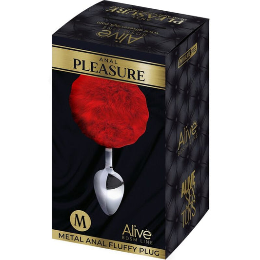 ALIVE - PLUG DE PLACER ANAL DE METAL LISO Y ESPONJOSO ROJO TALLA M
