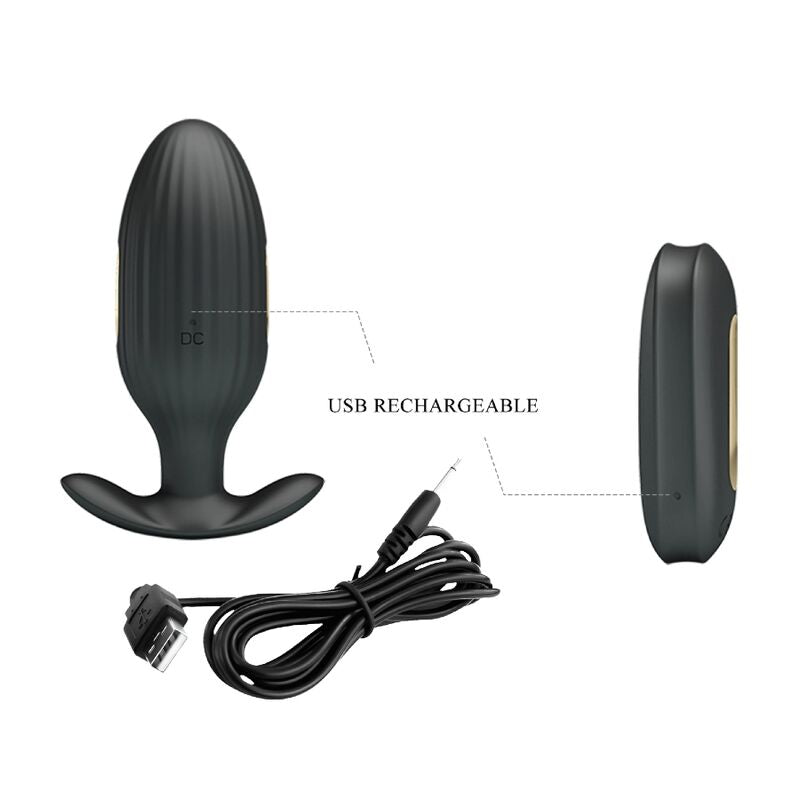 PRETTY LOVE - VIBRADOR ANAL KELLY PLUG RECARGABLE NEGRO