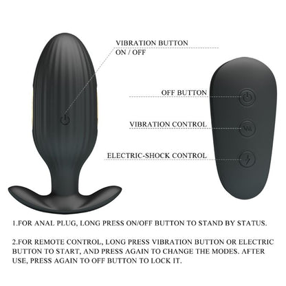 PRETTY LOVE - VIBRADOR ANAL KELLY PLUG RECARGABLE NEGRO