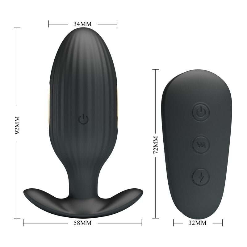 PRETTY LOVE - VIBRADOR ANAL KELLY PLUG RECARGABLE NEGRO