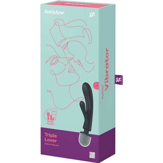 SATISFYER - VIBRADOR CONEJO MASAJEADOR TRIPLE AMANTE ROSA