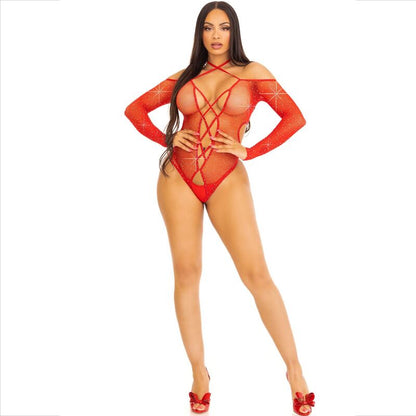 LEG AVENUE - CROTHLESS BODYSUIT IN BRIGHT RED