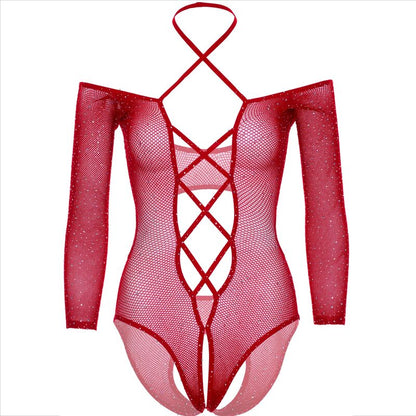 LEG AVENUE - CROTHLESS BODYSUIT IN BRIGHT RED