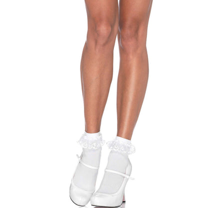 LEG AVENUE - MEDIAS DE ENCAJE BLANCAS
