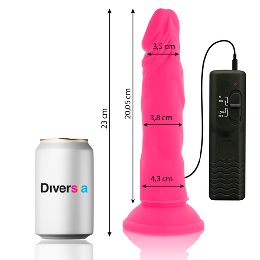 DIVERSIA - DILDO FLEXIBLE CON VIBRADOR ROSA 23 CM -O- 4.3 CM