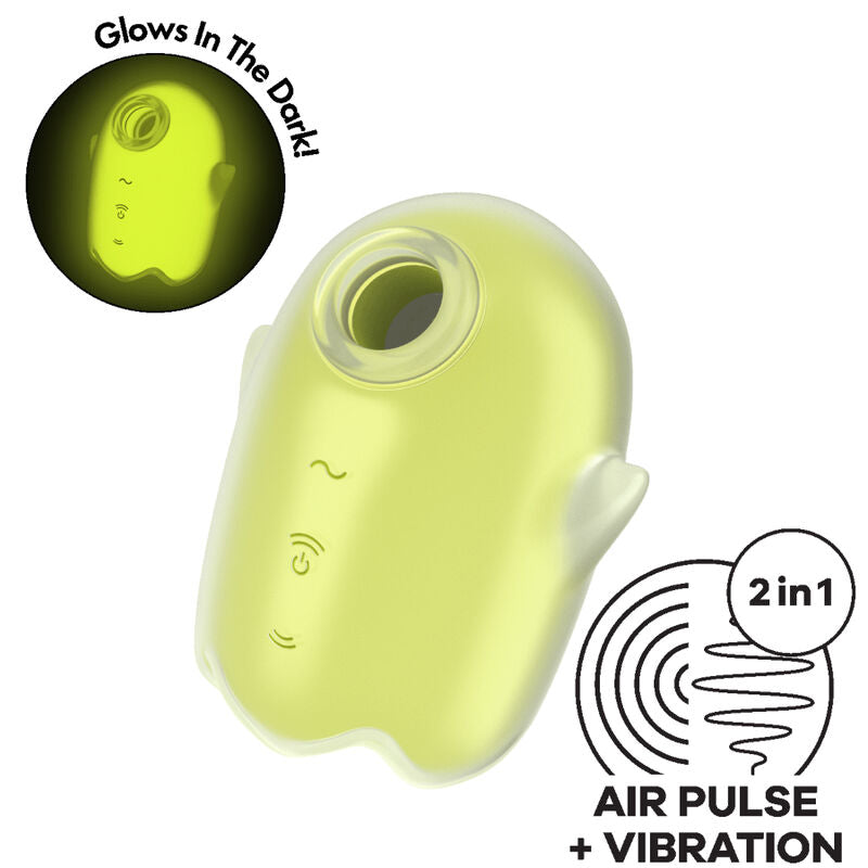 SATISFYER - VIBRADOR Y PULSO DE AIRE GLOWING GHOST AMARILLO