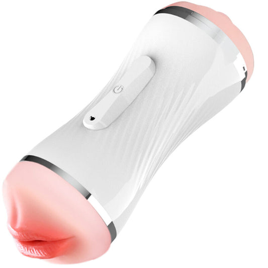 ARMONY - MASTURBADOR DOBLE VIBRADOR VAGINA Y BOCA BLANCO