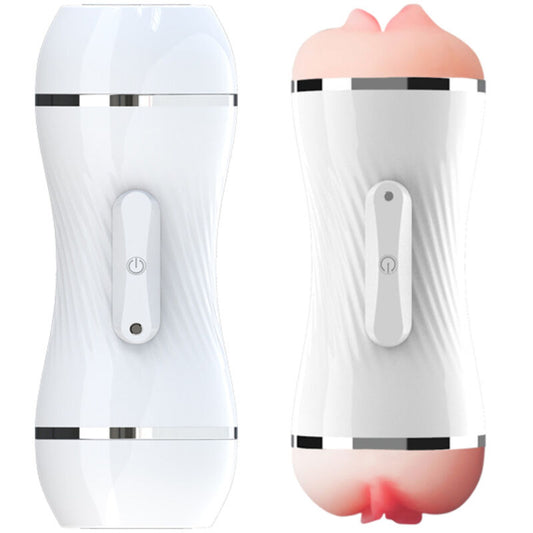 ARMONY - MASTURBADOR DOBLE VIBRADOR VAGINA Y BOCA BLANCO