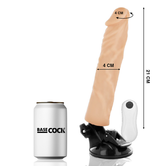 BASECOCK - VIBRADOR REALISTA CON CONTROL REMOTO NATURAL 21 CM -O- 4 CM