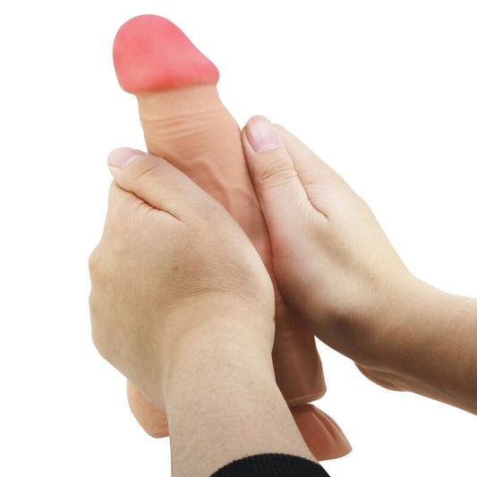 PRETTY LOVE - SLIDING SKIN SERIES REALISTIC DILDO WITH SLIDING SUCTION CUP SKIN REMOTE CONTROL FLESH 21.8 CM