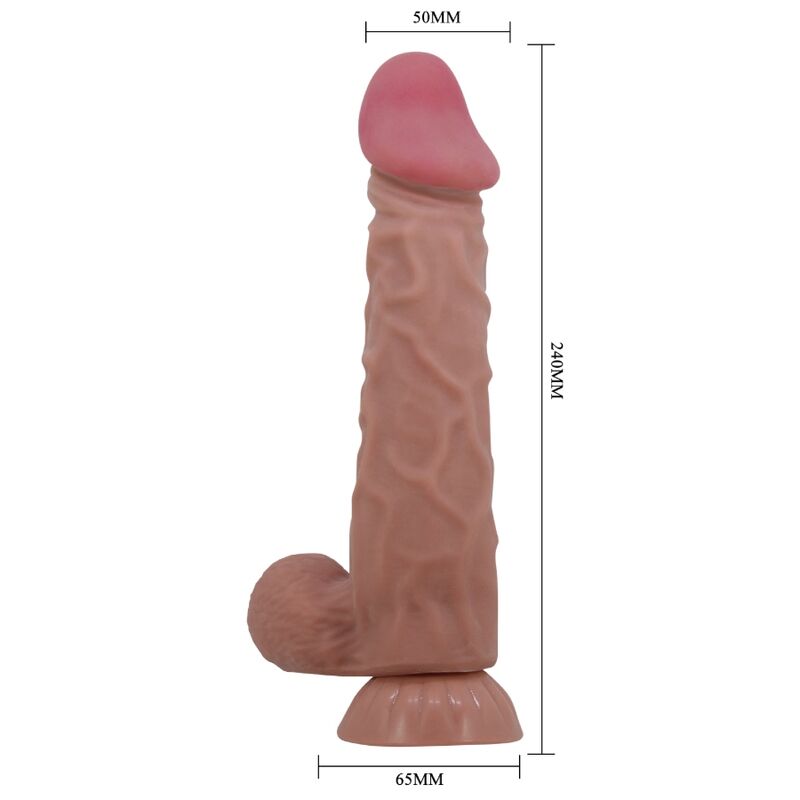 PRETTY LOVE - SERIE PIEL DESLIZANTE DILDO REALISTA CON VENTOSA DESLIZANTE PIEL MARRÓN 24 CM
