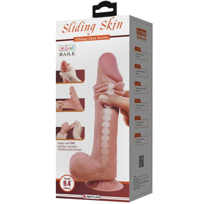 PRETTY LOVE - SERIE PIEL DESLIZANTE DILDO REALISTA CON VENTOSA DESLIZANTE PIEL MARRÓN 24 CM