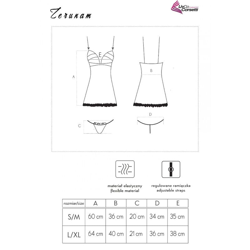 LIVCO CORSETTI FASHION - CONJUNTO ZERUNAM BABYDOLL + TANGA NEGRO