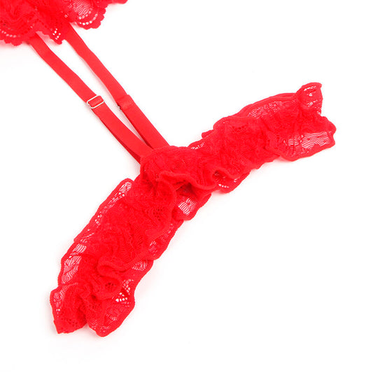 SUBBLIME - PELUCHE CON LIGA DETALLE DE ENCAJE Y TIRAS ROJO S/M