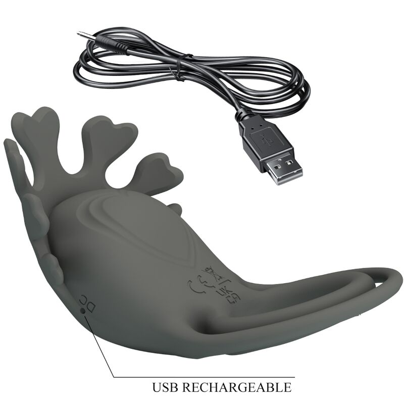 PRETTY LOVE - RUBEN DOUBLE VIBRATING RING WITH GRAY STIMULATOR