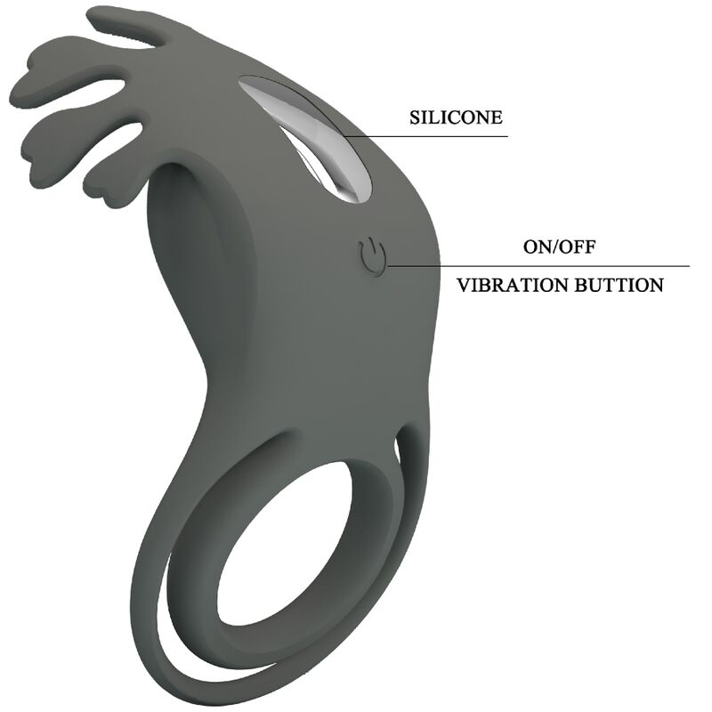 PRETTY LOVE - RUBEN DOUBLE VIBRATING RING WITH GRAY STIMULATOR