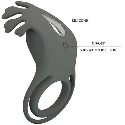 PRETTY LOVE - RUBEN DOUBLE VIBRATING RING WITH GRAY STIMULATOR