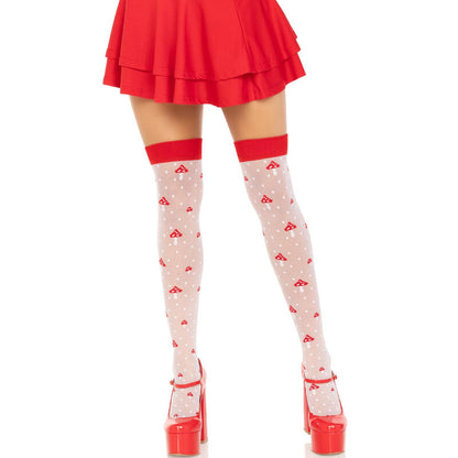 LEG AVENUE - CALCETINES HASTA EL MUSLO CON HONGO ROJO/BLANCO