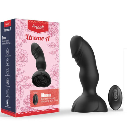 ARMONY - EXTREME A BLOOM ROSE VIBRADOR Y TAPÓN ANAL NEGRO CONTROL REMOTO