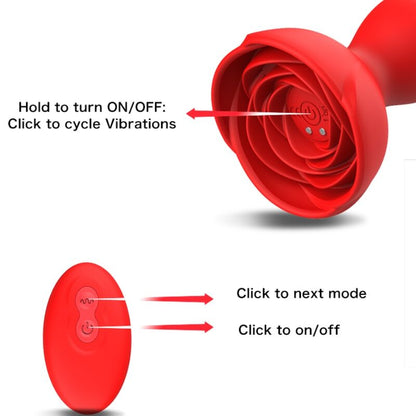 ARMONY - EXTREME A BLOOM ROSE VIBRADOR Y PLUG ANAL CON CONTROL REMOTO ROJO