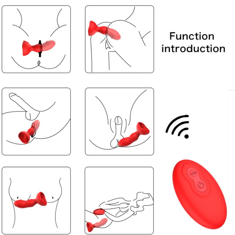 ARMONY - EXTREME A BLOOM ROSE VIBRADOR Y PLUG ANAL CON CONTROL REMOTO ROJO