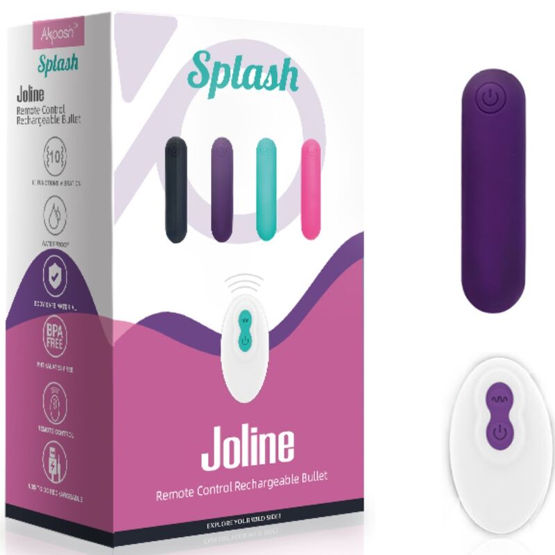 ARMONY - SPLASH JOLINE VIBRADOR BALA DE SILICONA CONTROL REMOTO 10 VIBRACIONES 6.5 X 1.5 CM MORADO