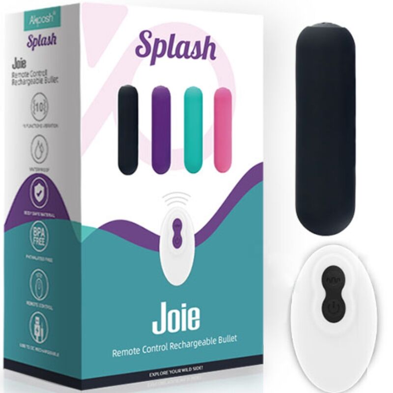 ARMONY - SPLASH JOIE BALA VIBRADOR DE SILICONA CONTROL REMOTO 10 VIBRACIONES 75 X 19 CM NEGRO