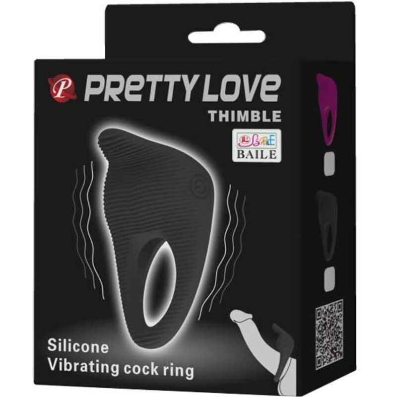 PRETTY LOVE - ANILLO VIBRADOR NEGRO DEDAL