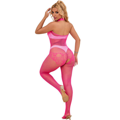 SUBBLIME - 952389 BODY DE RED DE ENCAJE CON CUELLO ALTO ROSA TALLA ÚNICA