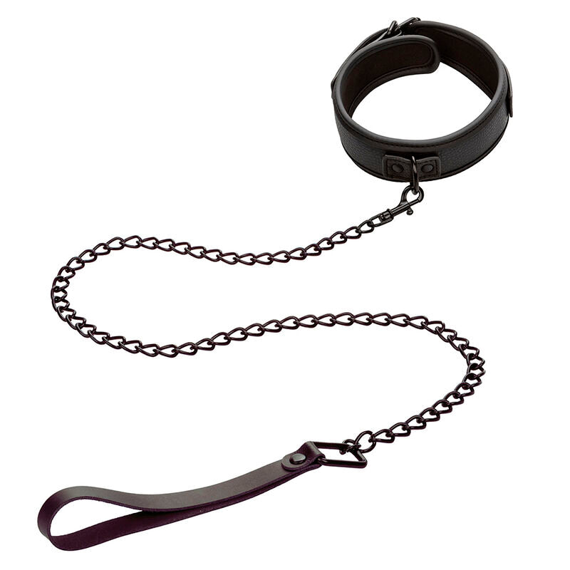 CALEXOTICS - COLLAR Y CORREA DE CUERO AJUSTABLE NOCTURNO NEGRO