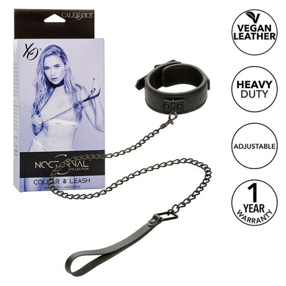 CALEXOTICS - COLLAR Y CORREA DE CUERO AJUSTABLE NOCTURNO NEGRO