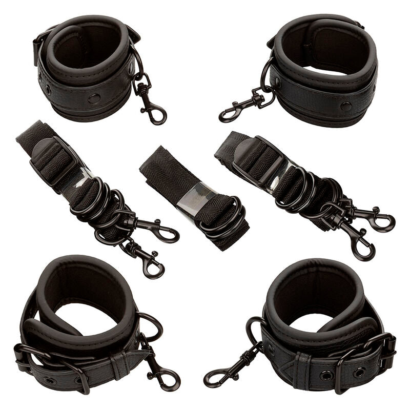 CALEXOTICS - NOCTURNAL ADJUSTABLE LEATHER BED RESTRAINTS BLACK
