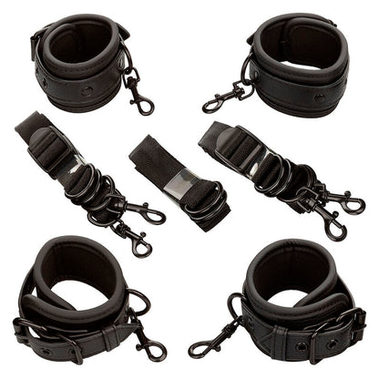 CALEXOTICS - NOCTURNAL ADJUSTABLE LEATHER BED RESTRAINTS BLACK