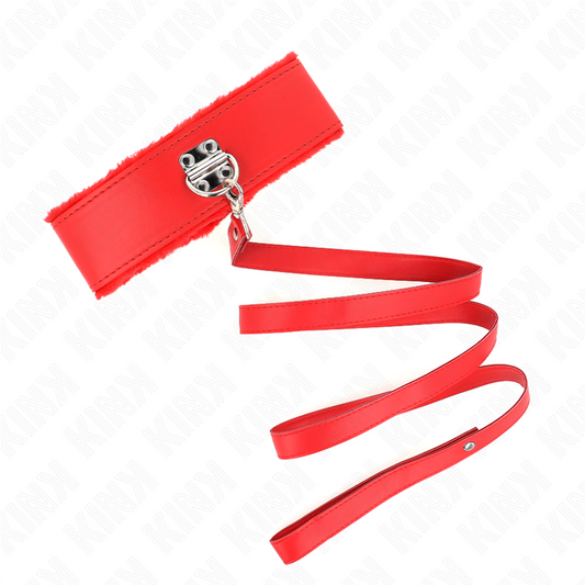 KINK - COLLAR DE 116 CM CON CORREA CON CLAVOS DE PLATA MODELO 4 ROJO AJUSTABLE 40-48 CM X 6 CM
