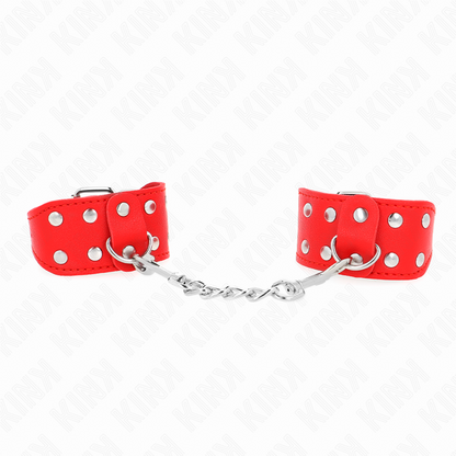 KINK - PULSERAS DE CLAVOS DE DOBLE LÍNEA AJUSTABLES ROJAS