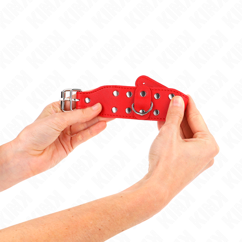 KINK - PULSERAS DE CLAVOS DE DOBLE LÍNEA AJUSTABLES ROJAS