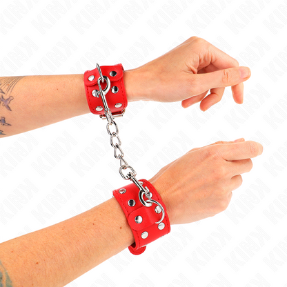 KINK - PULSERAS DE CLAVOS DE DOBLE LÍNEA AJUSTABLES ROJAS