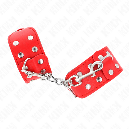 KINK - PULSERAS DE CLAVOS DE DOBLE LÍNEA AJUSTABLES ROJAS