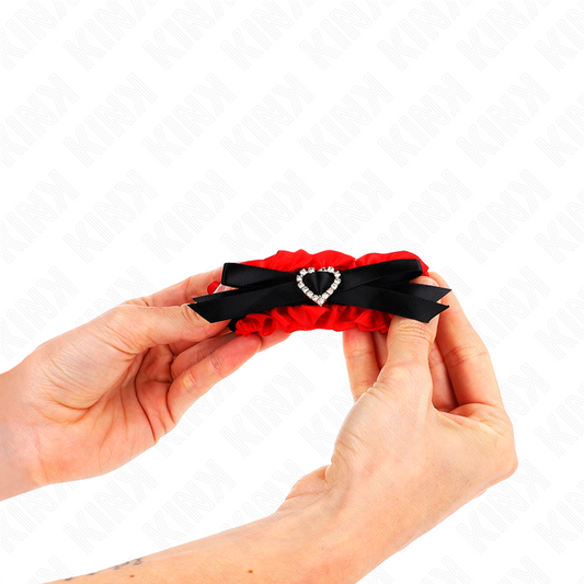 KINK - PUÑOS ELÁSTICOS DE ENCAJE AJUSTABLES CON DETALLES DE CORAZÓN ROJO 22-35 CM
