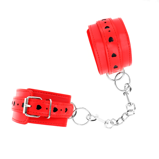 KINK - CADENA DE MUÑECA ROJA CON INSERTO DE CORAZÓN NEGRO AJUSTABLE 21-28 CM X 5,5 CM