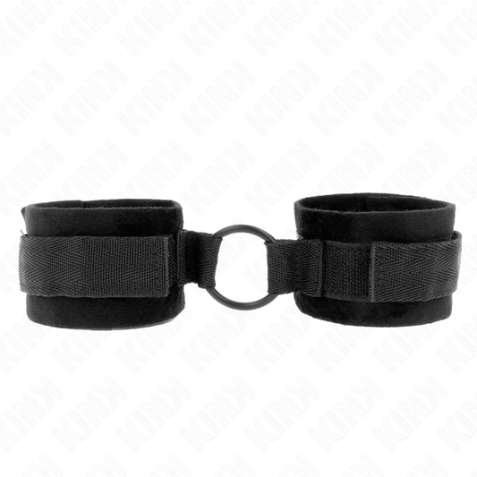 KINK - ESPOSAS DE PIEL PARA PRINCIPIANTES DE 25 CM CON ANILLA TÓRICA DE 4 CM, NEGRAS, AJUSTABLES DE 15 A 25 CM